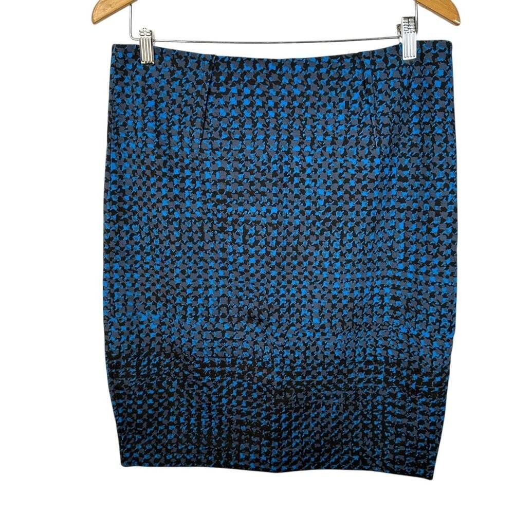 Lord & Taylor Blue Black Stretch Pencil Skirt NWOT Elegant Sleek Workwear